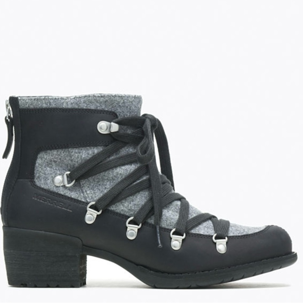 NEW Merrill SHILOH II Warm Boot Winter Fashion Grey Black Leather J004420